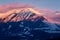 Winter sunset on Petite and Grande Autane, Champsaur, Alps, France