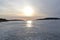 Winter sunset in the skerries of lake Ladoga.