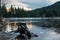 Winter sunset at Trillium lake