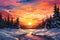 Winter Sunsets and Sunrises - Generative AI