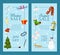 Winter super sale set of banners vector illustration. Nature landscape with Christmas tree, snowmen, sledge, snowboard