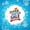 Winter Super Sale vector illustration. Best offer blue triangles business background with empty space template. Broken ice texture