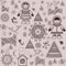 Winter sweet wallpaper with retro pattern and inuit