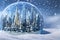 A Winter Tale: A Miniature Cityscape Inside a Frosty Snow Globe with Generative AI