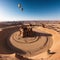 Winter at Tantora Hot Air Balloon Festival over Mada\\\'in Saleh (Hegra) ancient site, Al Ula, Saudi Arabia made with