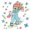 Winter Teddy bear. Children fairy Christmas illustration.