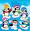 Winter theme with penguins