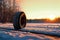 Winter tire covered in snow snowy road ice icy car wheel drive safety safe driving transportation condition change