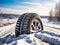 Winter Tire on Snowy Road: Navigating the Cold Season with Safety and Stability.
