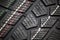 Winter tire tread texture closeup