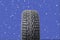 winter tires with a good tire profile on the wintry landscape with snow-covered roads