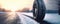 Winter tires on snowy road. wide banner. Tire on snow