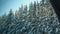 Winter train journey into a snowy fairy tale. View from the window of a moving vehicle onto a snow-covered, windless