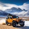 Winter travel offroad with marvelous snowy mountain