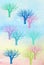 Winter Trees watercolor painting poster rainbow wallpaper gift card background