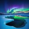 Winter Tundra Landscape with Cold Lake and Polar Lights Art Work Spectacular Gorgeous Arctic Aurora Borealis Above