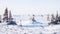 A winter tundra landscape scene in northern Canada.