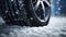 Winter tyres with snow, tyre change season