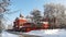 Winter urban landscape on a sunny day overlooking the building of the Central Bank of Russian Federation