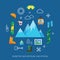 Winter vacation flat vector icon set