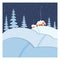 Winter vector illustration for Christmas and New Year greeting card, fairytale houses and fir trees in snow at night