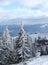 Winter vertical landscape of ski resort Dragobrat