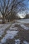 Winter View with Bare Trees and Frozen Pool