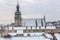 Winter view of the Bernardine church and monastery in Lviv, Ukraine