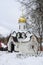 Winter view of Borisoglebsky monastery in Dmitrov Moscow region