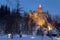 Winter view of Bran castle, also known as Dracula`s castle