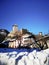 Winter view of the castle of San Michele, a medieval fortification in the village of Ossana, Italy