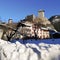 Winter view of the castle of San Michele, a medieval fortification in the village of Ossana, Italy