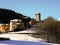 Winter view of the castle of San Michele, a medieval fortification in the village of Ossana, Italy