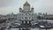 The winter view of the Cathedral of Christ the Saviour in Moscow