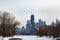 Winter view of Chicago Skyline Beyond the Lincoln Park Lagoon