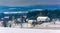 Winter view of a farm and the Piegon Hills, near Spring Grove, P