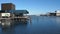 Winter view of Inderhavnen canal in Copenhagen harbor.