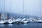 Winter view of a marina in Trondheim at stormy weather