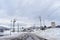 The winter view of Otaru port in Hokkaido Japan 2018