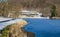 Winter View of the Peaks of Otter Lodge, Abbott Lake and Trail