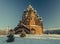 A winter view of the of Pokrovskaya church in the Christmas time.