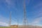 Winter view of radio transmitter towers, Werneth Low Country Park on the borders of Stockport and Tameside,  Greater Manchester,