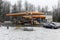 Winter view of Shall Gas Station in Zakopane