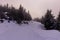 Winter view of a skiing trail in Orlicke hory mountains, Czech Republ