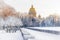 Winter view of St. Isaac`s Cathedral in St. Petersburg. Russia