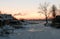 Winter view on the Volkhov river after sunset