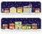 Winter Village Main Street Neighborhood Vector Illustration