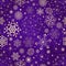 Winter violet seamless pattern with gold snowflakes