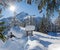 Winter walkway in snowy landscape upper bavaria, view to alpspitze mountain