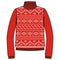 Winter warm sweater handmade, svitshot, jumper for knit, red and white color. Design - snowflakes jacquard pattern.